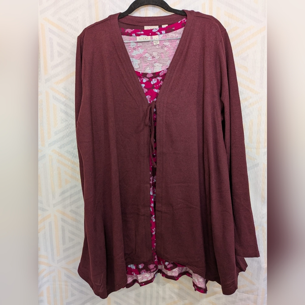 LOGO by Lori Goldstein 2 Piece Tank & Cardigan Set Size XL